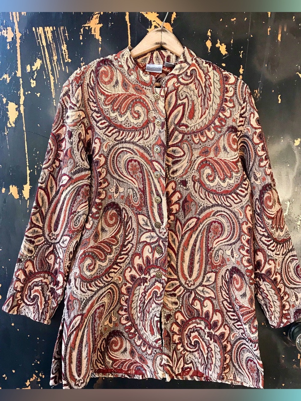 Vintage 90's Burnt Red and Beige Paisley Tapestry Soft Dream Jacket by Chico’s